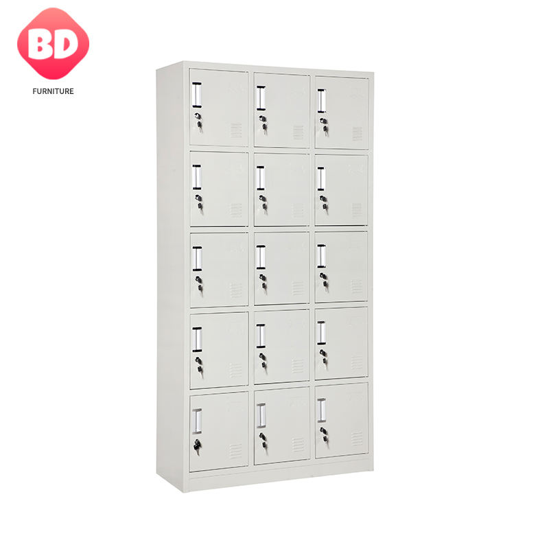 15 Tür Metallroppboards Steel Fitnessstudio Locker Kleidung Aufbewahrungsschrank billige Schließfächer Fitnessstudio